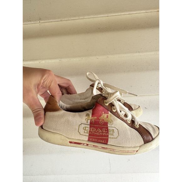 Coach Martie Q270 Rare Natural Tan Canvas And Leather Shoes Women’s 5M Preowned - Picture 1 of 13